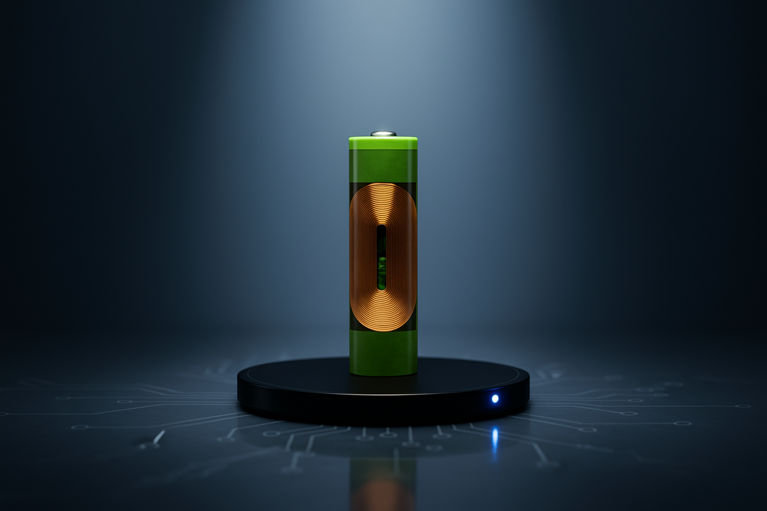 Close-up of a wireless charging coil